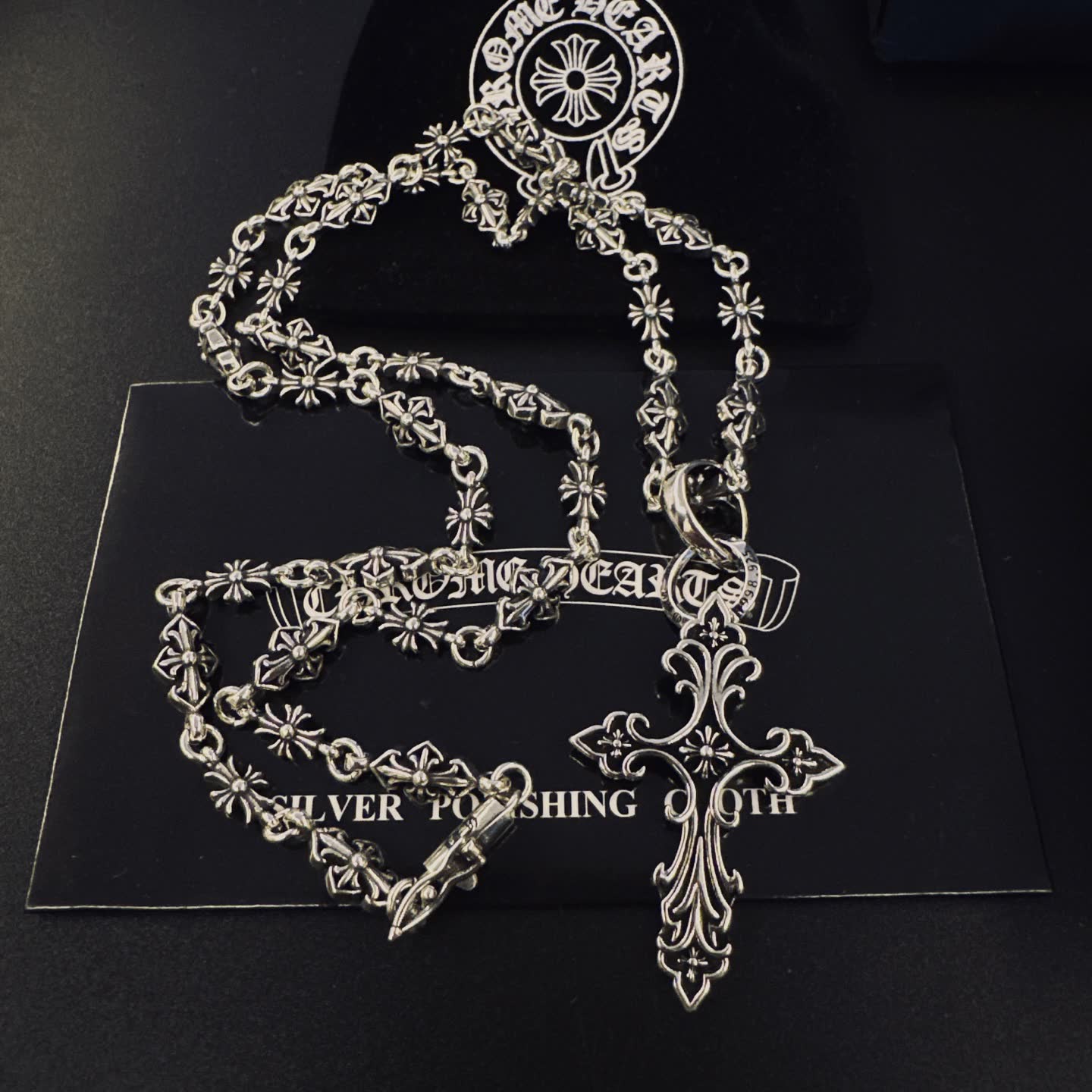 Chrome Hearts Silver Cross Pendant Necklace